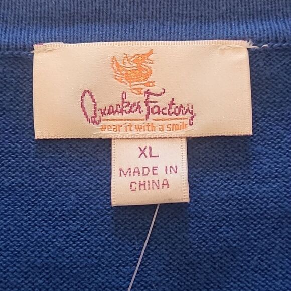 Quacker Factory Royal Blue Sequin Embellished Polka Dot Button Cardigan Size XL - Picture 9 of 10